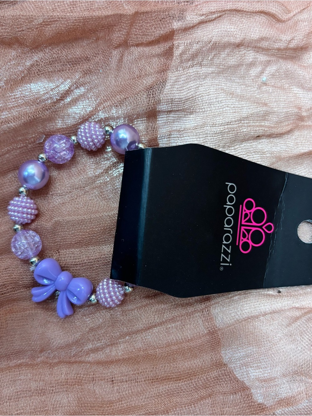 Paparazzi Lavender Pearl & Bow Stretch Bracelet